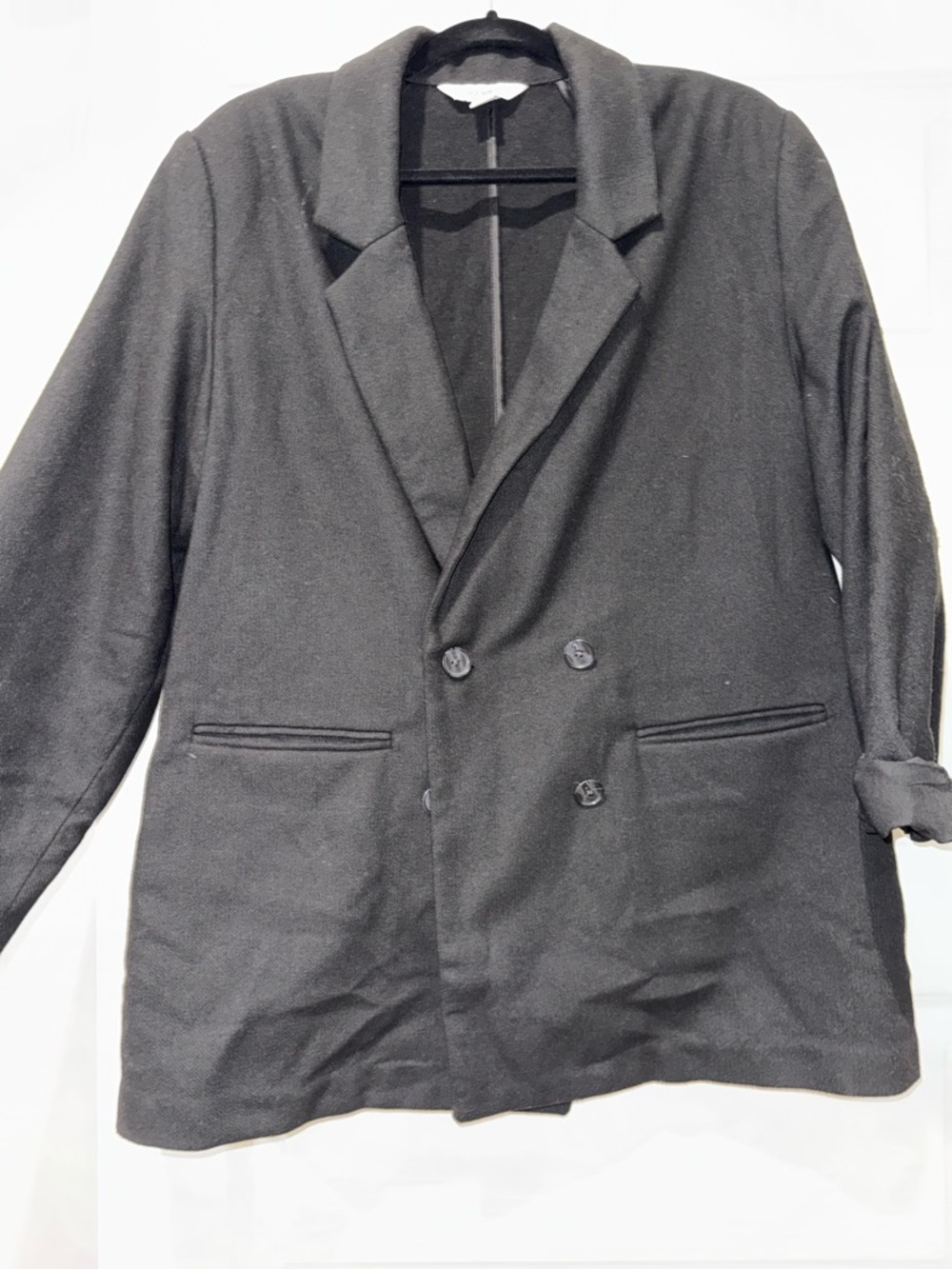 Men's Double-Breasted Black Pea Coat